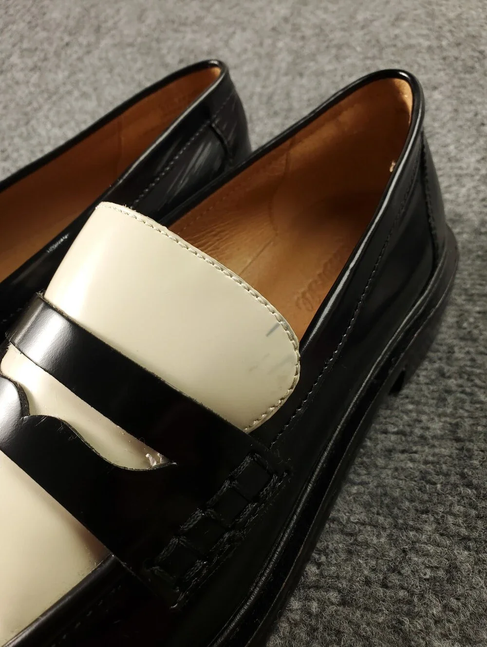 Madewell The Vernon Penny Loafers 8 Two Tone Slip On Patent Leather Apron Black - Picture 14 of 16